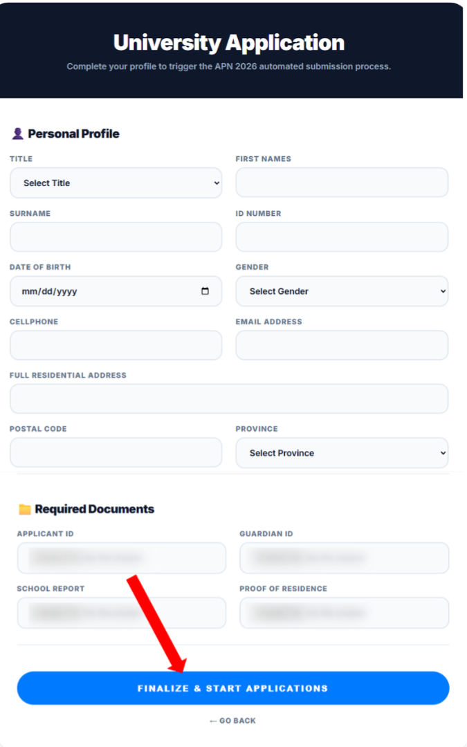 Master Application Form