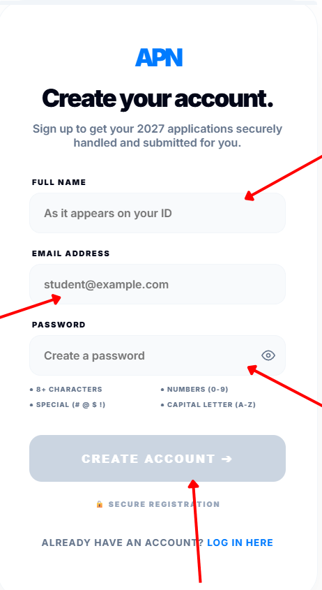 Enter Name, Surname, and Email